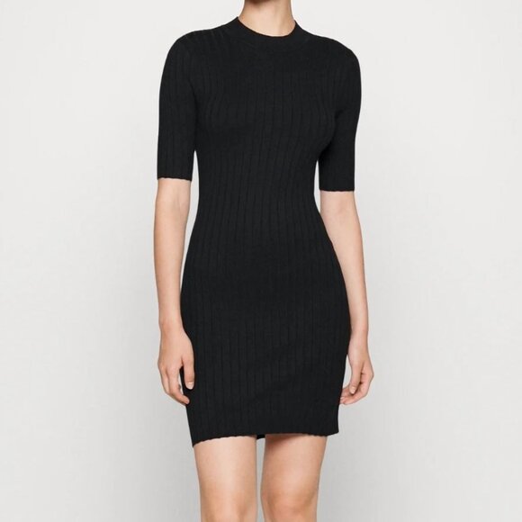 NWT Abercrombie & Fitch |  Mini Sweater Dress Elbow Sleeves in Black | Medium - Picture 1 of 11
